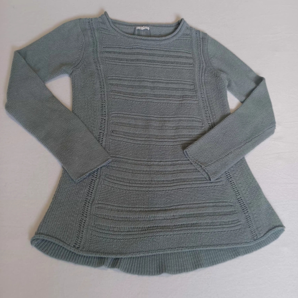 Mystree Sage Green Textured Knit Long Sleeve Tunic Sweater Sz M Autumn Fall